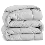 Bedsure Twin Comforter Duvet Insert Light Grey - Quilted Bedding Comforters for Twin Bed, All Season Down Alternative Comforter Twin Size with Corner Tabs