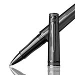 Scrikss Designer Roller Ball Point Pen | Chiselled Titanium Plated Brass Body Titanium Plated Trims | Heritage Series | Engraved Design