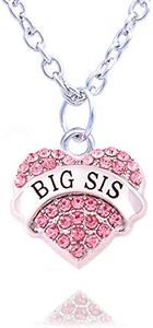 Collier avec pendentif en forme de cœur avec strass rose et bleu transparent pour femme ou fille