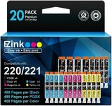 E-Z Ink (TM Compatible Ink Cartridge Replacement for Canon PGI220 PGI-220 CLI221 CLI-221 to use with MX870 MX860 MP620 MP560 MP980 (4 Large Black, 4 Cyan, 4 Magenta, 4 Yellow, 4 Small Black) 20 Pack