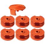 WA0007/ 50022833 Replacement Line Trimmer Spool for Worx WG116 WG119 WG183 Corded Electric String Trimmers,2 * 16ft 0.065'', 7-Pack (6-Line Spool + 1 Cap)