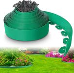 Garden Art No Diging Plastic Lawn, Landscape Edge 10 Mtr Long 2mm Thickness | Useful for Tree Surrounding, Garden Fence, Flower Bed with 40 Anchoring Nails/Spikes (5 CM HT, Green) GE5CMGN
