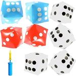 9 Pieces Giant Inflatable Dice with a Pump, Jumbo Die Set for Pool Floating Toys (3 Colors, 12 inches)