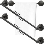 DGYB Adjustable Suction Cup Towel Bar for Bathroom 14 Inch ~ 27 Inch Set of 2 Matte Black Towel Rack Stainless Steel Bath Towel Holder for Glass Shower Door