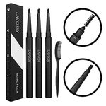 LAVOSSY Void Beard Filler Pencil Black (Set of 3) with blending brush, Easily Fill and Define Your Beard with beard pencil filler for men, Water/Sweat Proof for All Hair Types