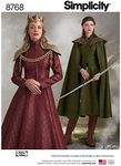 Simplicity 8768 Women's Fantasy Cosplay Cloak Dress Sewing Pattern, Sizes 14-22