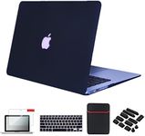 Se7enline Compatible with MacBook Air 13 inch Case A1466/A1369/ 2010/2011/2012/2013/2014/2015/2016/2017 Hard Shell Case&Sleeve Bag&Keyboard Cover Skin&Screen Protector&Dust Plug,Black