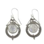 Women Vintage Hook Earings Fake Moonstone Hollow Jewelry Charms Party Gift Silver New Released