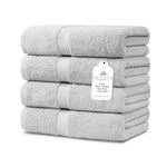 Villa Celestia 600 GSM Premium Light Grey Bath Towel, 100% Cotton Towels for Bathroom, Silver Soft Bath Towels, Body Towels Silver Towel Set for Bathroom 27x54 Inc Lt. Grey Bath Towels Set of 4