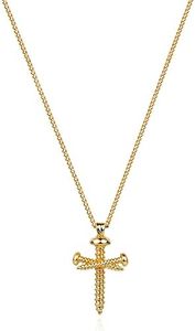 14K Gold Plated Cross Necklace, Cross Faith 3pcs Nails Pendant Dainty Chain Simple Tiny Jewelry Gift for Women