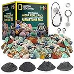 NATIONAL GEOGRAPHIC Rock Tumbler Refill Kit – 3 lbs. of Rough Gemstones and Rocks for Tumbling Including Amethyst and Quartz – Rock Tumbler Supplies Include Rock Tumbler Grit and Jewelry Accessories