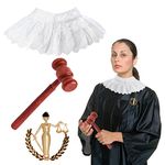 Keymall Judge Costume Accessories Set 3pcs With Lace False Collar Judge Choker Pin Gavel for RBG Halloween Costume