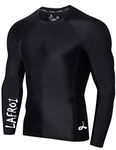 LAFROI Men's Long Sleeve UPF 50+ Baselayer Skins Performance Fit Compression Rash Guard-CLYYB Asym Black Size XXXL