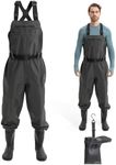 hydroleap Fishing Waders for Men, 2-Ply Nylon/PVC Waterproof Fishing Hunting Waders for Men Wome, Waders with Slip-Resistant PVC Boots and Boot Hanger