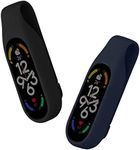 kwmobile 2X Clip Holders Compatible with Xiaomi Mi Band 7/6 / 5/4 - Clip-On Holder Replacement Set - Black/Dark Blue