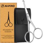 ASIPRO Nose Hair Scissors for Men & Women with Pouch Nose Scissors Small Scissors for Rounded Eyebrow Scissors, Small Blunt Tip Scissors for Eyelashes, Beard, & Mustache Nose Hair Safety Scissors