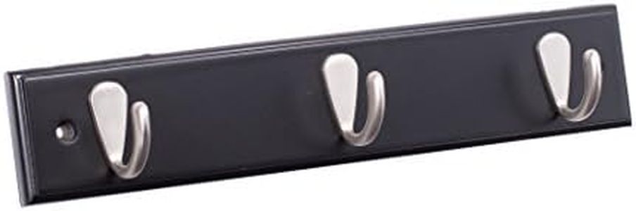 BIRDROCK HOME Modern 3 Hook Coat Rack - Black Finish - Satin Nickel Hooks