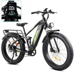 GarveeLife Electric Bike for Adults 1000W, 48V 17.5AH Battery Adult Electric Bicycles, 26" Fat Tire Full Suspension Ebike, 28MPH Mountain Beach E Bike, 7 Speed, 60Miles Range, UL Certified