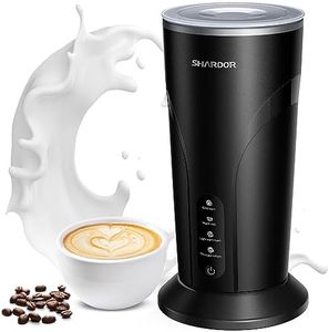 SHARDOR Espumador de Leche 4 en 1, Calentador de Leche con Cabezal Magnético, Espumador Leche Electrico para Macchiato, Leche, Cacao Caliente 300 Ml, 150 Ml Capacidad de Batidor Leche，500W