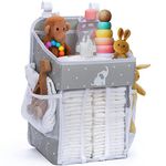 Baby Crib Diaper Caddy - Hanging Diaper Organizer - Storage For Baby Nursery - Hang on Crib, Changing Table, Playard or Furniture - Elephant Gray - 17x9x9