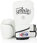 Fairtex BGV6 Angular Gloves: Premium synthetic & genuine leather construction | Unique design, locked thumb |Multi-layer padding |Ideal for boxing, MMA, kickboxing & more(White/12oz)