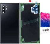 NuFix Back Glass Replacement for Samsung Galaxy Note 10 Plus Back Battery Door Panel Housing Original Color and Shape with Adhesive and Camera Lens Sticker for Note 10+ SM-N975W (Black)