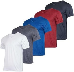 Real Essentials Athletic V Neck Tshirt Shirts T-Shirts Men Quick Dry Fit Tops Dri Fit Short Sleeve Active Wear Training Exercise Fitness Workout Shirt Tee Tees Gym Sports Top, Set 2, 3XL, Pack of 5