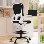 Drafting Chair, Tall Office Chair with Flip-up Armrests Executive Ergonomic Computer Standing Desk Chair, Office Drafting Chair with Lumbar Support and Adjustable Footrest Ring