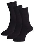 RC. ROYAL CLASS Men's Calf Length Cotton Terry Cushion Black Color Socks (Pack of 3 Pairs)
