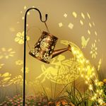 GIGALUMI Solar Watering Can Lights Outdoor Garden, Waterproof Metal Water Can Ornaments with String Lights, Solar Hanging Lantern with Bracket for Yard Lawn Pathway Patio (Fairy)