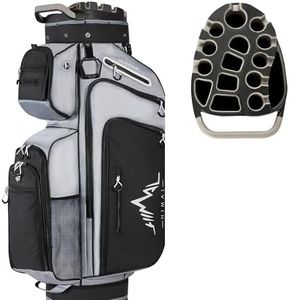 UNIHIMAL 15-Way Golf Cart Bag with Full Length Divider, Premium Luxury Cart Bag with Magnetic Leather Pocket, Golf Bag for Man Women with Handles and Rain Cover