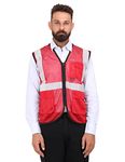 Club Twenty One Men's Reflective High Visibility Safety Jacket, Workwear Safety Vest for Men (Size - X-Large, Color - Red)