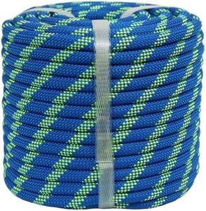 YUZENET Braided Polyester Arborist Rope (3/8 inch X 100 feet) High Strength Outdoor Rope for Tree Climbing Hiking Camping Swing, Blue/Fluorescent Green