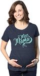 Crazy Dog T-shirts Maternity MerMama Tshirt Funny Mothers Day Mermaid Pregnancy Tee (Heather Navy) - L