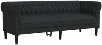 vidaXL Chesterfield Sofa 3-Seater Black Fabric