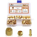 120PCS 1/4 inch Compression Fittings Assortment kit -（1/4") 50 Brass Compression Sleeve Ferrule, 50 Insert & 20 nuts - used to connect lines for air,water,fuel,oil and inert gases