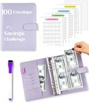 FLYING EAGLE 100 Envelopes Money Saving Challenge, Savings Budget Binder with Cash Envelopes Easy and Fun Way to Save $5050 with Envelopes & Challenge Tracker, Money Saving Binder 100 Pocket, Purple