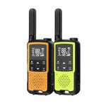 F22 FRS Radio Rechargeable 22 Channels NOAA with Gang Charger 2 pcs（Fluorescent Green & Orange