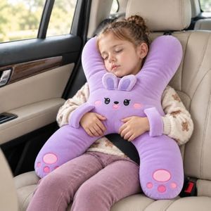 FFKQBH Car Pillow for Kids with Neck Support, Kids Travel Pillow and Sleeping Cushion for Toddlers, Soft Car Seat Pillow for Road Trips (Light Purple)