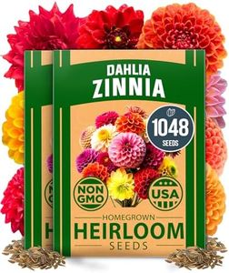 HOME GROWN USA Premium Zinnia Dahlia Seeds Pack for 2026,1048 Non-GMO Flower Seeds, Vibrant Zinnia Elegans for Planting Pollinator Gardens, Borders & Containers, Easy-to-Grow Outdoor Blooms