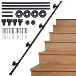 AMLOOPH Banister Handrails For Stairs, 3m Hand Rails Stairs, Black Bannister Rail For Stairs Handrail, Wall Mounted Stair Banister Hand Rails With Fittings, Non-Slip Handrails For Indoor Outdoor Steps