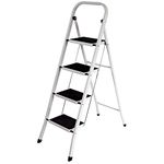 Home Vida 4 Step Ladder, Heavy Duty Steel, Folding, Portable with Anti-Slip Mat