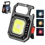 Led Keychain Flashlight, LETOUR 1000lumens Rechargeable Cob Waterproof Portable Led Work Light，5 Light Modes Portable Pocket Light With Battery Display As Bottle Opener And Magnet Base For Walking And Camping