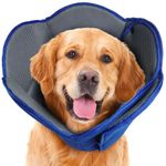 Dog Cone for Dogs After Surgery, Comfy Soft Dog Cones for Large Medium Small Dogs Cats, Adjustable Protective Dog Recovery Collars & Cones Alternatives to Prevent Pets from Licking Wounds, Blue, L