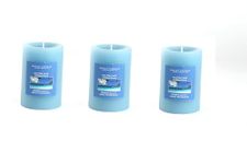 HOSLEY Caribbean Breeze Fragrance Blue Pillar Candles| Soy & Paraffin Wax Candles for Home Decor|60 Hours Burn Time Each| Smokeless & Dripless|2.75 Inch Diameter|Pack of 3 (4 Inch Long Each)