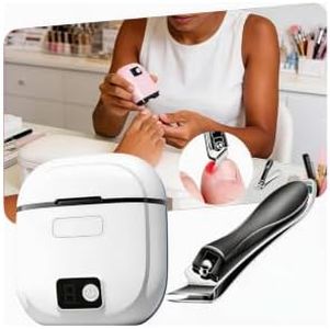 Electric Nail Clipper, 2026 Improved Nail Clippers Set, Includes an Automatic 2-in-1 Nail Clippers (with LED Light & Storage Box), an Oblique Nail Clippers, Ideal for All Your Nail Care Needs - White