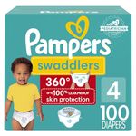 Pampers Swaddlers 360 Pull-On Diapers, Size 4, 100 Count for up to 100% Leakproof Skin Protection and Easy Changes