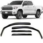 CLIM ART in-Channel Incredibly Durable Rain Guards for Toyota Tundra 2007-2021 CrewMax, Original Window Deflectors, Vent Window Visors, Vent Deflector, Dark Smoke Truck Accessories, 4 pcs- 607235