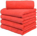 Eco Tone Amazon Brand - Microfiber Cleaning Cloth 5 pcs, Red Color, Thick Lint & Streak-Free Multi -Purpose Wash Cloth/Towel for Kitchen, Car, Bike, Window, Washing and Polishing