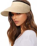 FURTALK Womens Straw Visor Summer Straw Sun Hat for Women Packable Wide Brim Beach Hat